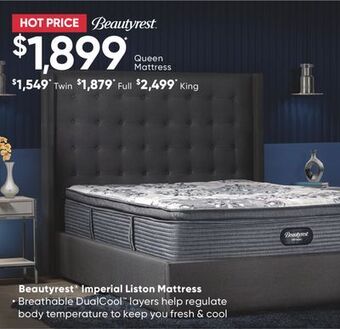 Sleep Country Beautyrest® imperial liston mattress offer