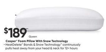 Sleep Country Casper® foam pillow with snow technology offer