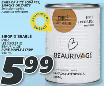 IGA BEAURIVAGE PURE MAPLE SYRUP 540 mL offer