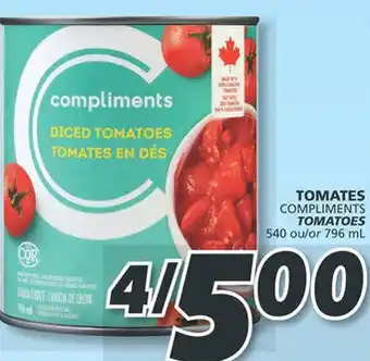 IGA COMPLIMENTS TOMATOES 540 ou/or 796 mL offer