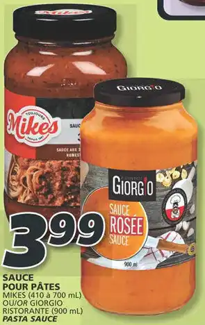 IGA Mikes or Giorgio Pasta Sauce offer