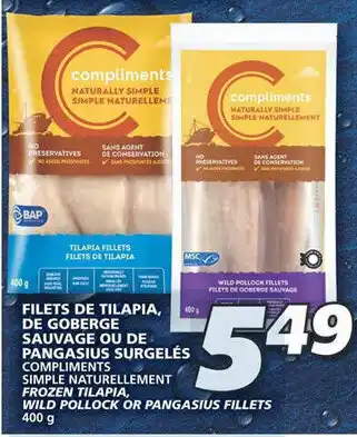 IGA FROZEN TILAPIA, WILD POLLOCK OR PANGASIUS FILLETS 400 g offer