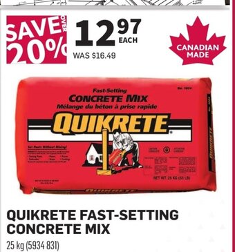 Co-op QUIKRETE FAST-SETTING CONCRETE MIX offer