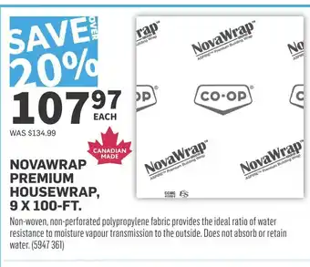 Co-op NOVAWRAP PREMIUM HOUSEWRAP offer