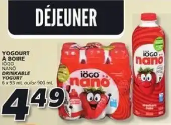 IGA IOGO NANO DRINKABLE YOGURT 6 x 93 mL offer