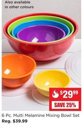 Kitchen Stuff Plus 6 pc. multi melamine mixing bowl set offer