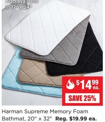 Kitchen Stuff Plus Harman supreme memory foam bathmat, 20 x 32 offer