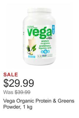 Costco Vega organic protein & greens powder, 1 kg offer
