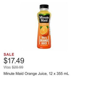 Costco Minute maid orange juice, 12 x 355 ml offer