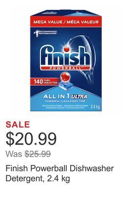 Costco Finish powerball dishwasher detergent, 2.4 kg offer