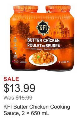 Costco Kfi butter chicken cooking sauce, 2 × 650 ml offer