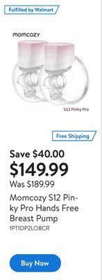Walmart Momcozy s12 pinky pro hands free breast pump offer
