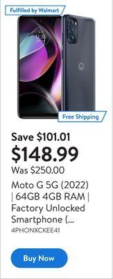 Walmart Moto g 5g (2022) | 64gb 4gb ram | factory unlocked smartphone ( international version) | open box offer