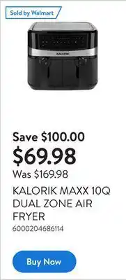 Walmart Kalorik maxx 10q dual zone air fryer offer
