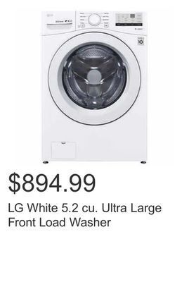 Costco Lg white 5.2 cu. ultra large front load washer offer