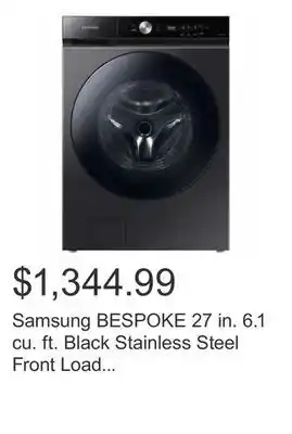 Costco Samsung bespoke 27 in. 6.1 cu. ft. black stainless steel front load washer with superspeed feature offer