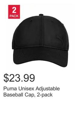 Costco Puma unisex adjustable baseball cap, 2-pack offer