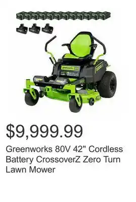Costco Greenworks 80v 42 cordless battery crossoverz zero turn lawn mower offer