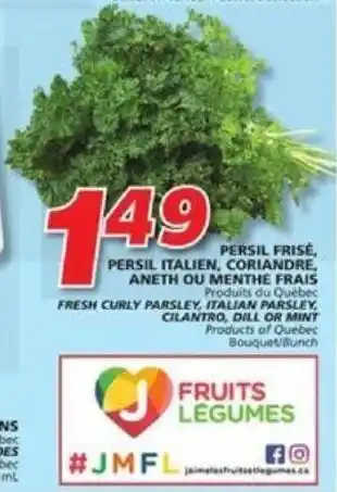 IGA FRESH CURLY PARSLEY, ITALIAN PARSLEY, CILANTRO, DILL OR MINT offer