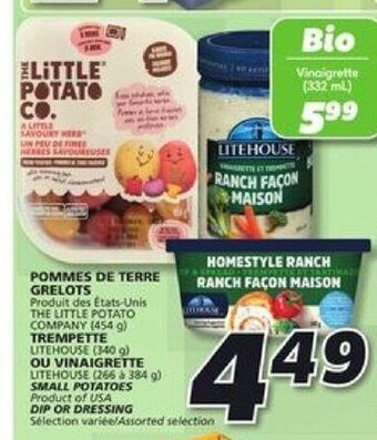 IGA SMALL POTATOES , DIP OR DRESSING offer