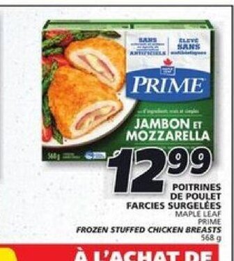 IGA MAPLE LEAF PRIME FROZEN STUFFED CHICKEN BREASTS 568 g offer