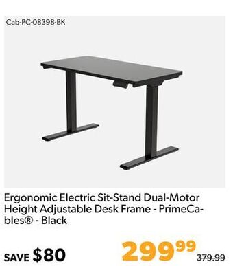 Shopper+ Ergonomic electric sit-stand dual-motor height adjustable desk frame - primecables - black offer