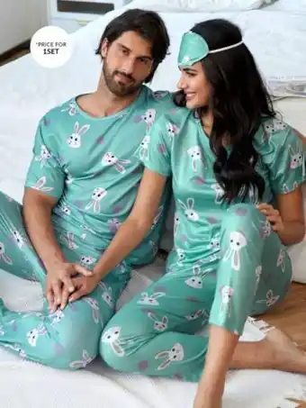 SheIn Men 1set rabbit print pj set offer