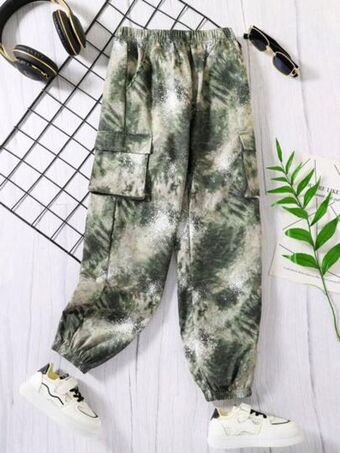 SheIn Shein girls tie dye flap pocket cargo pants offer