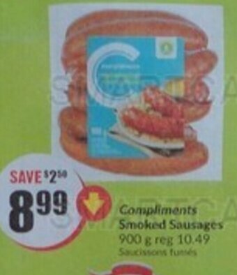FreshCo Compliments Smoked Sausages 900 g offer