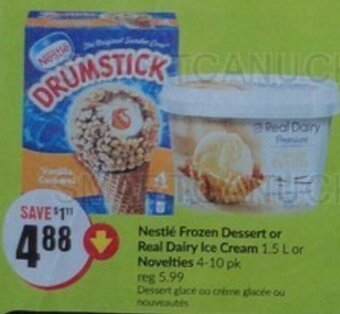 FreshCo Nestlé Frozen Dessert or Real Dairy Ice Cream 1.5 L or Novelties 4-10 pk offer