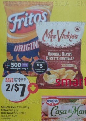 FreshCo Miss Vickie's 190-200 g. Fritos 340 g or Rold Gold 295-370 g offer