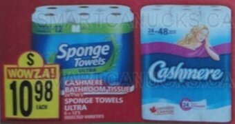 Food Basics CASHMERE BATHROOM TISSUE SPONGE TOWELS ULTRA offer