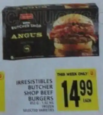 Food Basics IRRESISTIBLES BUTCHER SHOP BEEF BURGERS offer