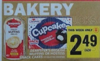 Food Basics DEMPSTER'S ENGLISH MUFFINS OR HOSTESS SNACK CAKES offer