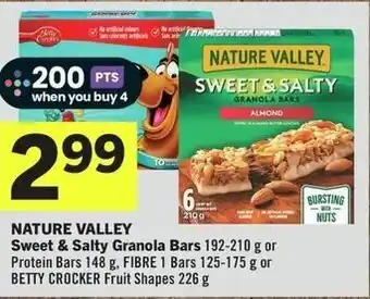 IGA NATURE VALLEY Sweet & Salty Granola Bars 192-210 g or Protein Bars 148 gor BETTY CROCKER Fruit Shapes 226 g offer