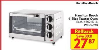 Walmart Hamilton beach 4-slice toaster oven offer
