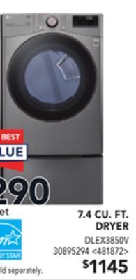 Lowe's Lg 7.4 cu. ft. dryer offer