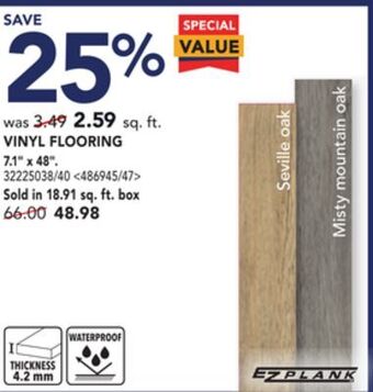 Lowe's Ezplank vinyl flooring 7.1 x 48 offer
