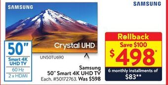 Walmart Samsung 50 smart 4k uhd tv offer