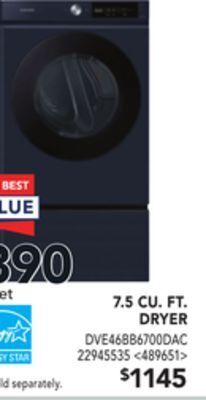 Lowe's Samsung 7.5 cu. ft. dryer offer