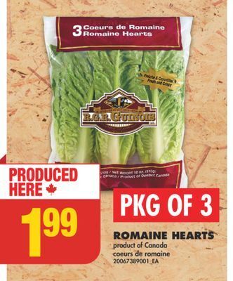 No Frills Romaine hearts, pkg of 3 offer