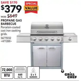 Lowe's Grill chef propane gas barbecue offer