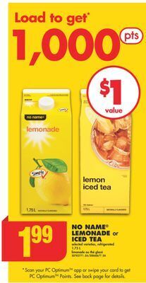No Frills No name® lemonade or iced tea, 1.75 l offer