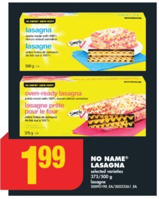 No Frills No name® lasagna, 375/500 g offer