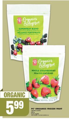 No Frills Pc® organics frozen fruit, 600 g offer