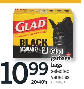 Fortinos Glad garbage bags, 20/40's offer