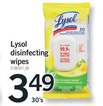 Fortinos Lysol disinfecting wipes, 30's offer