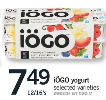 Fortinos Iögo yogurt, 12/16's offer
