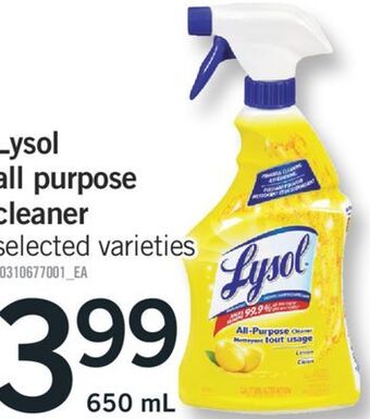 Fortinos Lysol all purpose cleaner 650 ml offer