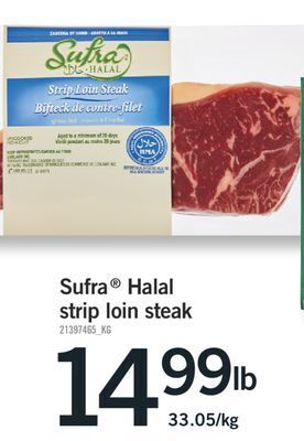 Fortinos Sufra® halal strip loin steak offer